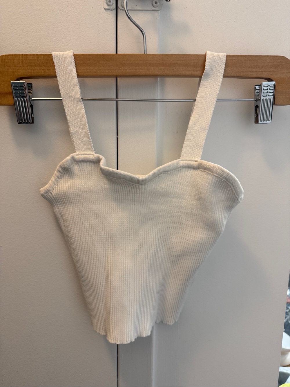 Nisan Triko Ribbed Sweetheart Neck Tank Top - White